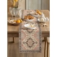 thumbnail image 3 of Beige Boho Short Table Runner 36 Inches Long, Vintage Ethnic Tribe Abstract Art Cotton Linen Table Runners Dresser Scarves, Fabric Tabletop Scarf Furniture Cover for Home Dinner Party Decor 13"x36", 3 of 9