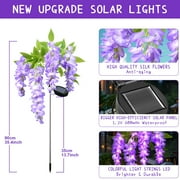 Qoosea Solar Flowers Lights Outdoor Decorations, Garden Light Waterproof for Outside Yard Decor Led Plant Lamp Patio Lawn Grave Backyard Pathway Decorative 2 pack Purple