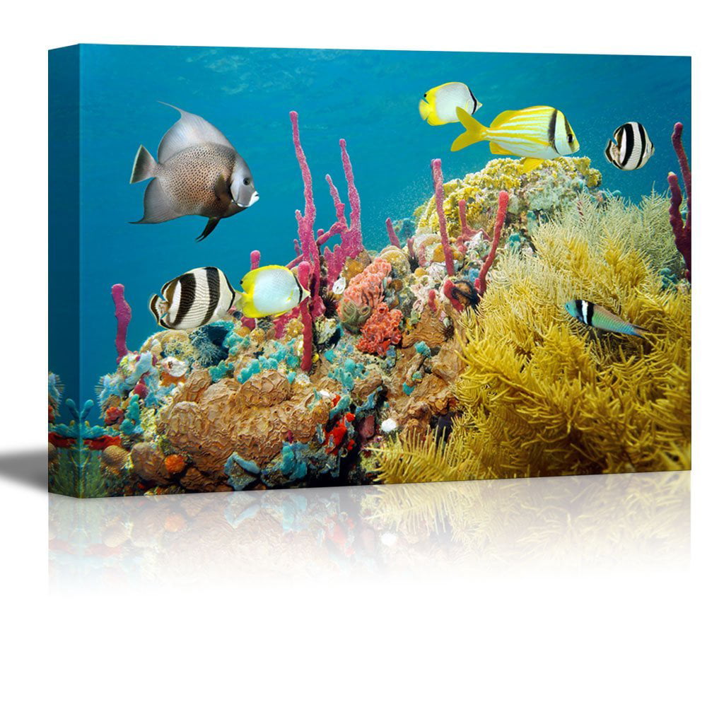 Wall26 - Canvas Prints Wall Art - Colored Underwater Marine Life in a ...