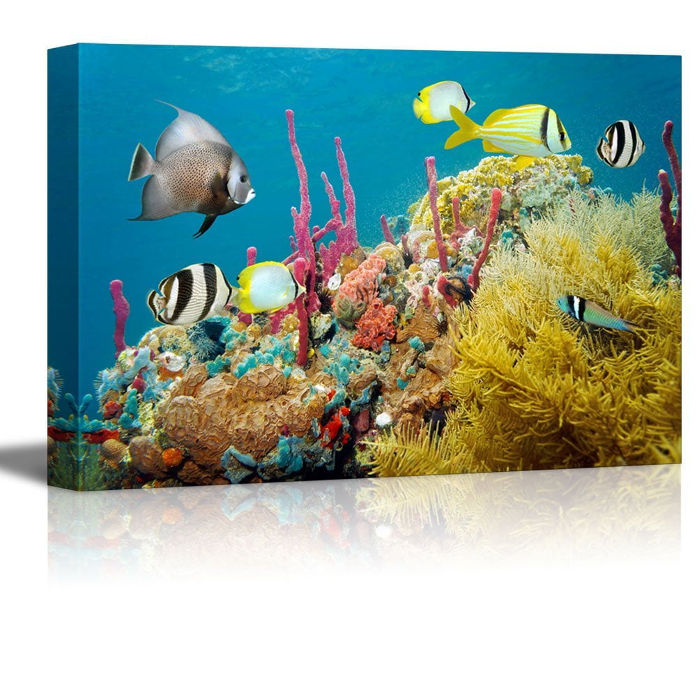 Wall26 Canvas Prints Wall Art Colored Underwater Marine Life in a