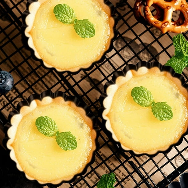 Juego de 6 moldes para tartas, antiadherentes pequeños de 4 pulgadas, fondo extraíble, acero al carbono para cocinar y hornear