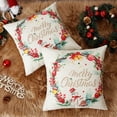 thumbnail image 2 of GlowSol Beige Christmas Throw Pillow Cover Winter Snowman Wreath Pattern Christmas Decoration Gift Square Cushion Cover for Sofa Chair, 18"x18", Set of 2, 2 of 7