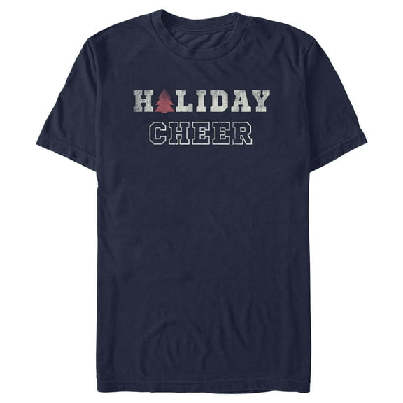 Men's Lost Gods Distressed Holiday Cheer  Graphic Tee Navy Blue 2X Large