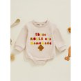 thumbnail image 2 of aturustex Thanksgiving Clothes for Baby Girls Boys 0-12M Infant Long Sleeve Sweatshirt Rompers Newborn Embroidery Letters Turkey Crew Neck Bodysuits Pr Loose Casual Daily Spring Fall Outfits, 2 of 8