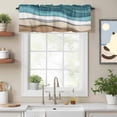thumbnail image 2 of Turquoise Brown Ombre Valance Curtain Turquoise Gradient Window Valances Rod Pocket Short Curtains Window Treatments for Kitchen Bedroom Bathroom Laundry 56" x 16", 2 of 9