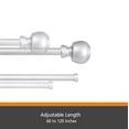 thumbnail image 4 of Kenney Fast Fit Easy Install Buchanan Decorative Steel Double Curtain Rod, 66-120" Adjustable Length, 5/8" Dia., Brushed Nickel, 4 of 5