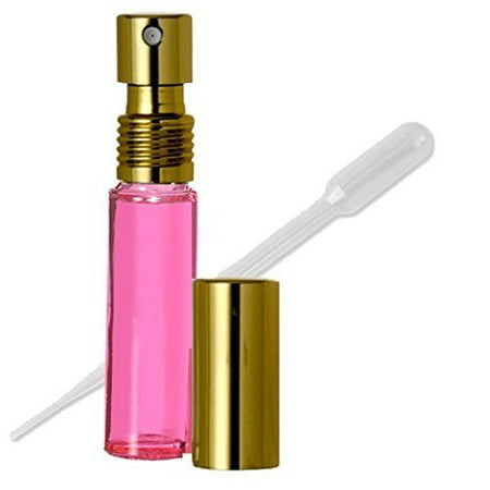 1 Refillable Pink Glass Perfume Atomizers 10ml Grand Parfums .33 Oz Fine Mist Spray Bottles