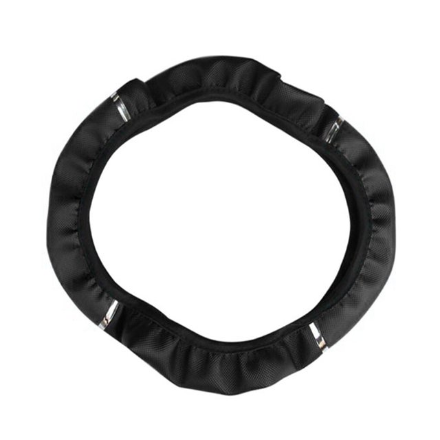 yingyy Car Auto Steering Wheel Cover Faux Leather Breathable Anti-slip Protector Black 1Set