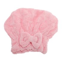 Unique Bargains 1 Pc Comfortable Bow Hair Towel for Bathroom Hotel Coral Fleece Pink