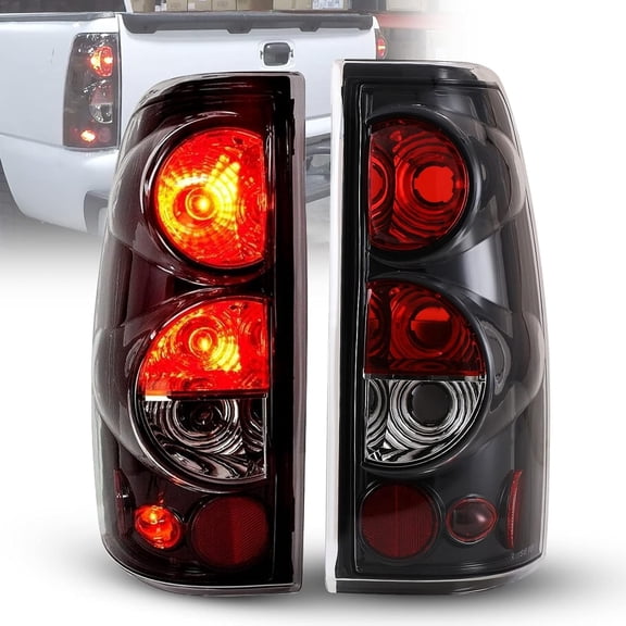 1 Pair Tail Light Compatible with 1999-2006 Chevy Silverado 1500 2500 3500 2007 Classic,1999-2002 GMC Sierra 1500 2500 3500 Driver and Passenger Side Brake Light,Glossy Black Clear Lens