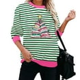 thumbnail image 4 of Lorytime Womens Christmas Sweatshirts Star Stripes Print Shirt Crew Neck Long Sleeve Pullover Drop Shoulder Tops, 4 of 5