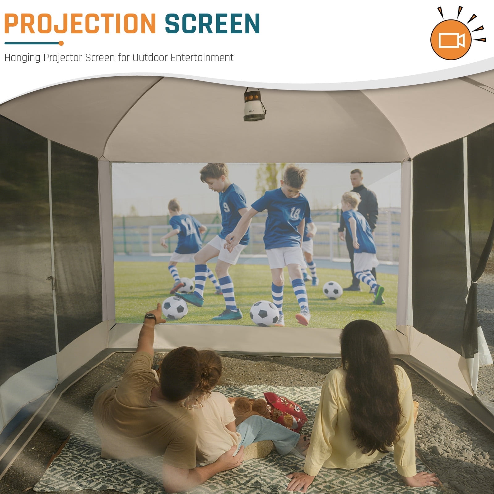 13' x 9' Screen House Tent with Projection Mesh Gazebos Camping Tent for Outdoor Patios Backyards Beige