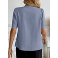 thumbnail image 5 of SHEWIN Blouses for Women Dressy Casual Short Sleeve V Neck Button Down Shirts Pleated Summer Business Office Work Tops, 5 of 10