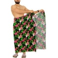 thumbnail image 5 of LA LEELA Men's Swimwear Beach Summer Pareo Long Sarong Wrap One Size Red, Floral Vacation Holiday Aloha, 5 of 5