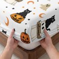 thumbnail image 3 of King Size Fitted Sheet Set - Halloween 3 Piece Bedding Sets 16" Deep Pocket Fitted Sheet with 2 Pillowcases, Cats Ghosts Star Moon Pumpkins Brushed Microfiber Hotel Luxury Bed Sheets, 3 of 9