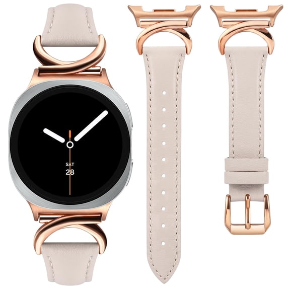 Wearlizer Leather Band Compatible with Samsung Galaxy Watch 9/8 40mm 44mm & Watch 8 Classic 46mm, Slim Dressy Leather Strap for Women with C-Shape Metal Buckle, No Gap One-Click Band