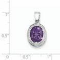 thumbnail image 2 of 925 Sterling Silver Rhodium Amethyst and Diamond Oval Shaped Pendant, 2 of 5