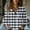 Black, variant on Womens Casual Cuffed Long Sleeve Boyfriend Button Down Plaid Flannel Shirt Tops Women's Fashion Spring Autumn Casual Long Sleeve Loose Shirt Shirt Top Rd1 Xl