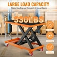 thumbnail image 2 of Amkui Hydraulic Lift Table Cart, 300/500/1100 lbs Capacity 28.5" Lifting Height, Manual Single Scissor Lift Table with Wheels & Non-Slip Pad for Handling, 2 of 7