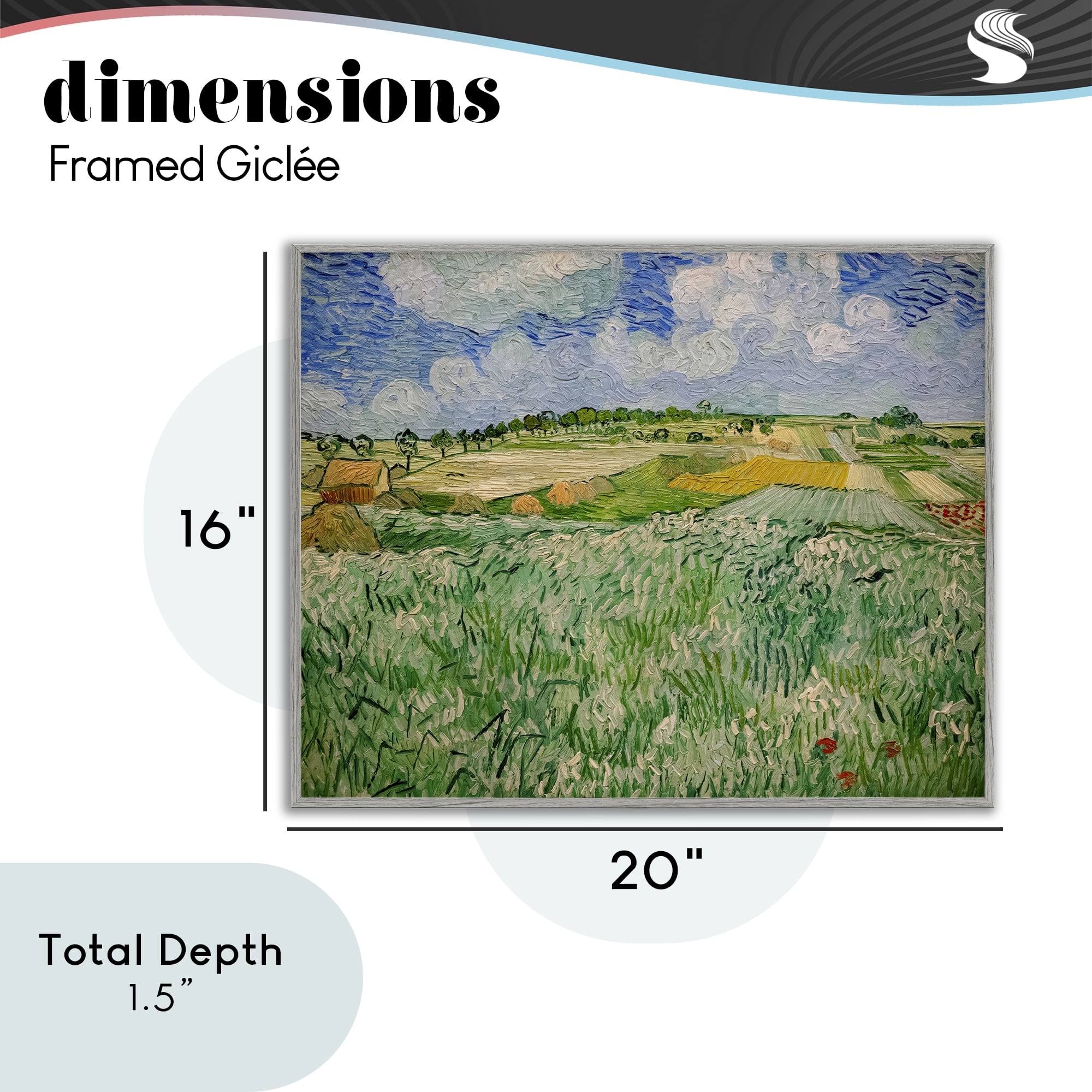 Stupell Industries Plain Near Auvers Painting Gray Framed Giclee Art, design by Vincent Van Gogh