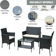 thumbnail image 2 of 4 Pieces Patio Furniture Set, Outdoor Furniture with Cushioned Rattan Chair Wicker Sofa, Conversation Set with Table for Backyard, Poolside, Porch, Beige, 2 of 7