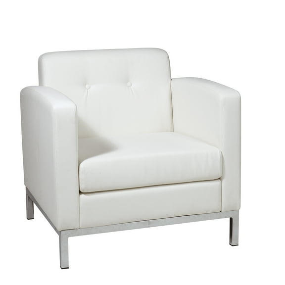 OSP Home Furnishings Wallstreet Armchair in White Faux Leather