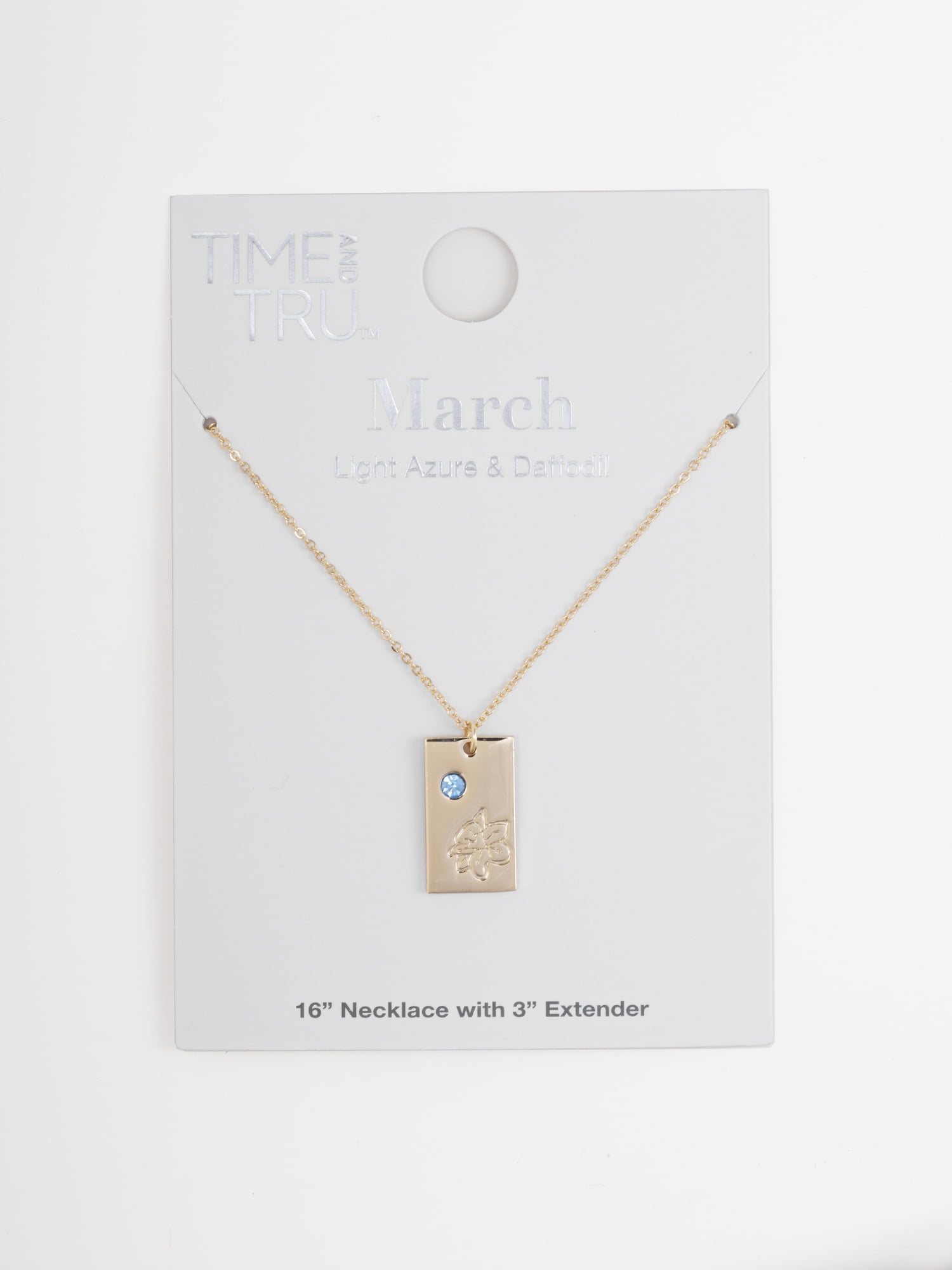 Time and Tru Women's Goldtone Necklace, March Birthstone