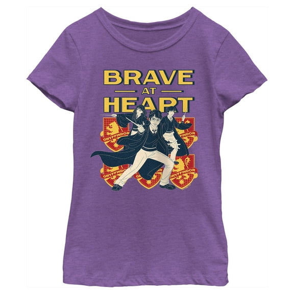 Girl's Harry Potter Gryffindor Brave at Heart  Graphic Tee Purple Berry Small