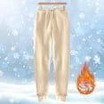 thumbnail image 2 of Tiqkatyck Sweatpants Women, Women's Warm Lined Athletic Sweatpants High Waisted Jogger Pants Fleece Lined Winter Thicken Outdoor Long Pants Gym Leggings for Women, Trousers Pants for Women Beige L, 2 of 4