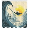 thumbnail image 3 of Ambesonne Ocean Shower Curtain, Cloudy Tropical Island, 69"Wx70"L, Beige Yellow Navy, 3 of 5