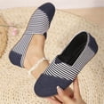 thumbnail image 4 of HTHLVMD Slip On Loafers, Striped Canvas Shoes, Casual Flat Walking Shoes, Women's Daily Footwear, Women's Striped Canvas Slip On Loafers Casual Comfortable Flat Walking Shoes, Black 6, 4 of 4