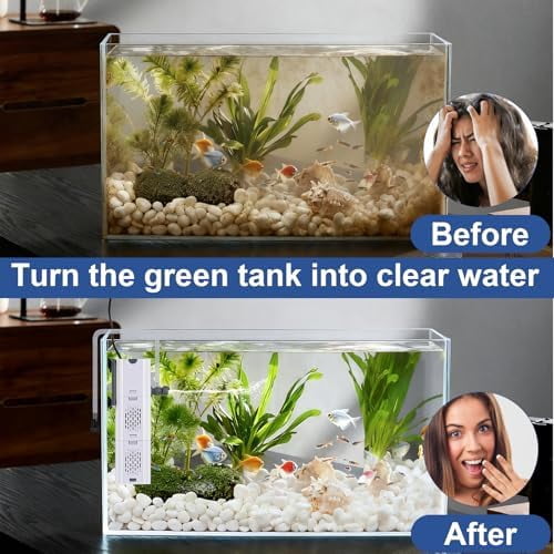 265 GPH 4-in-1 aquarium filter, 20-80 gallon fish tank filters Filtration and Oxygenation, filter for fish tank with biochemical cotton, ceramic beads, Multi-functional turtle tank filter(15 W)