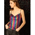 thumbnail image 2 of Top Allegra K Camisola Cuello Redondo Escote Metálico brillante Correa de Espagueti Blusa Sin Mangas Mujer Multicolor S, 2 of 6