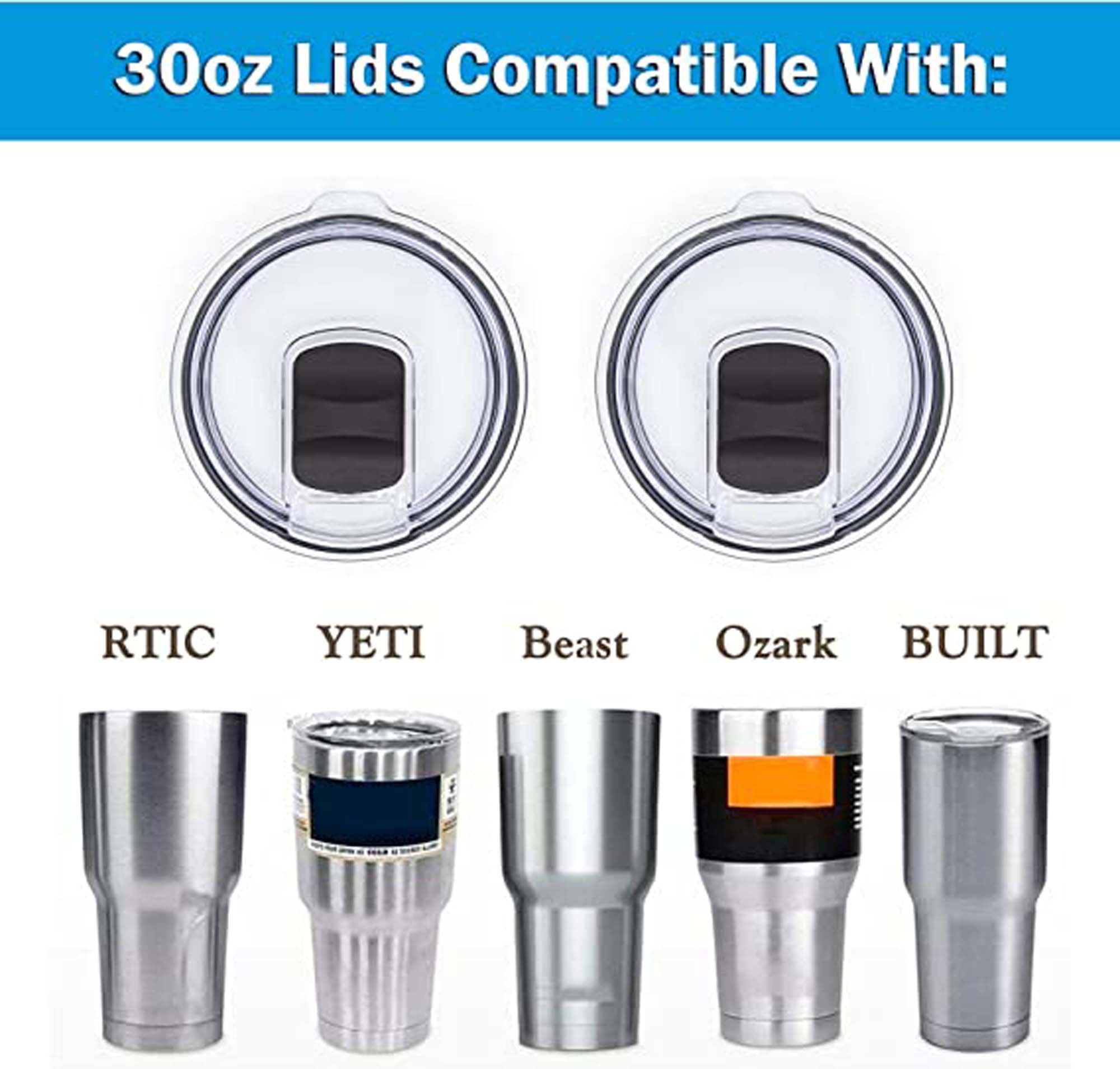 2 PCS Magnetic Tumbler Lids for Yeti Rambler 20oz Spillproof Replacement  Cover with Magnetic Splash Resistant Slider for Yeti Rambler Ozark Trail  Old