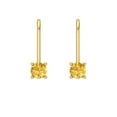 thumbnail image 3 of 0.2 Ct Round Cut Drop Dangle Yellow Crystal 14K Yellow Solid Gold Everyday Dainty Earrings Lever Back, 3 of 7