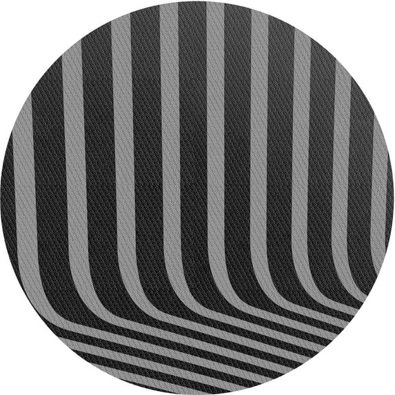 Ahgly Company Indoor Round Patterned Charcoal Black Area Rugs, 8' Round