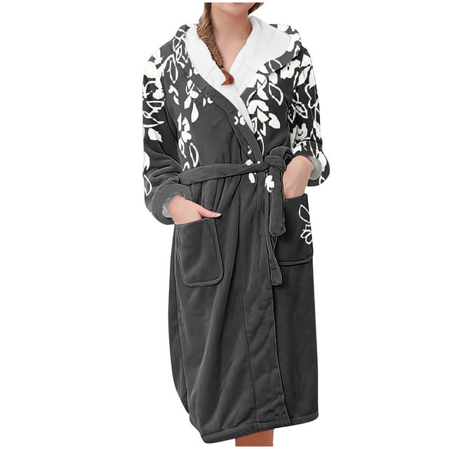 Birdeem Robes pour Femmes Pyjamas à Capuche en Flanelle Peignoirs Longs et Pyjamas