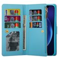 thumbnail image 4 of iPhone 11 6.1" Case, Allytech PU Leather Folio Flip Kickstand Wrist Strap Cards Slots Shockproof Mangetic Closure TPU Back Cover Wallet Case for Apple iPhone 6.1", Skyblue, 4 of 13