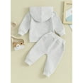 thumbnail image 5 of FEORJGP Toddler Boy Girl Basic Solid Outfits Infant 0-3Y Baby Long Sleeve Hooded Sweatshirt Pocket Pullover Hoodies Tops Drawstring Pants Sets Newborn Loose Casual Clothes for Spring Fall, 5 of 9