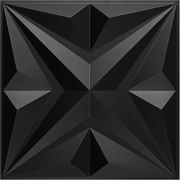Decorative 3D Wall Panels Star Textured PVC Wall Panels for Interior Wall Décor 19.7"x19.7" Black Pack of 12 Tiles Cover 32 Sq. Ft