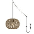 thumbnail image 3 of JONATHAN Y Isla 14" 1-Light Farmhouse Coastal Rattan 180" Cord Plug-In or Hardwired LED Pendant, Brown, 3 of 10