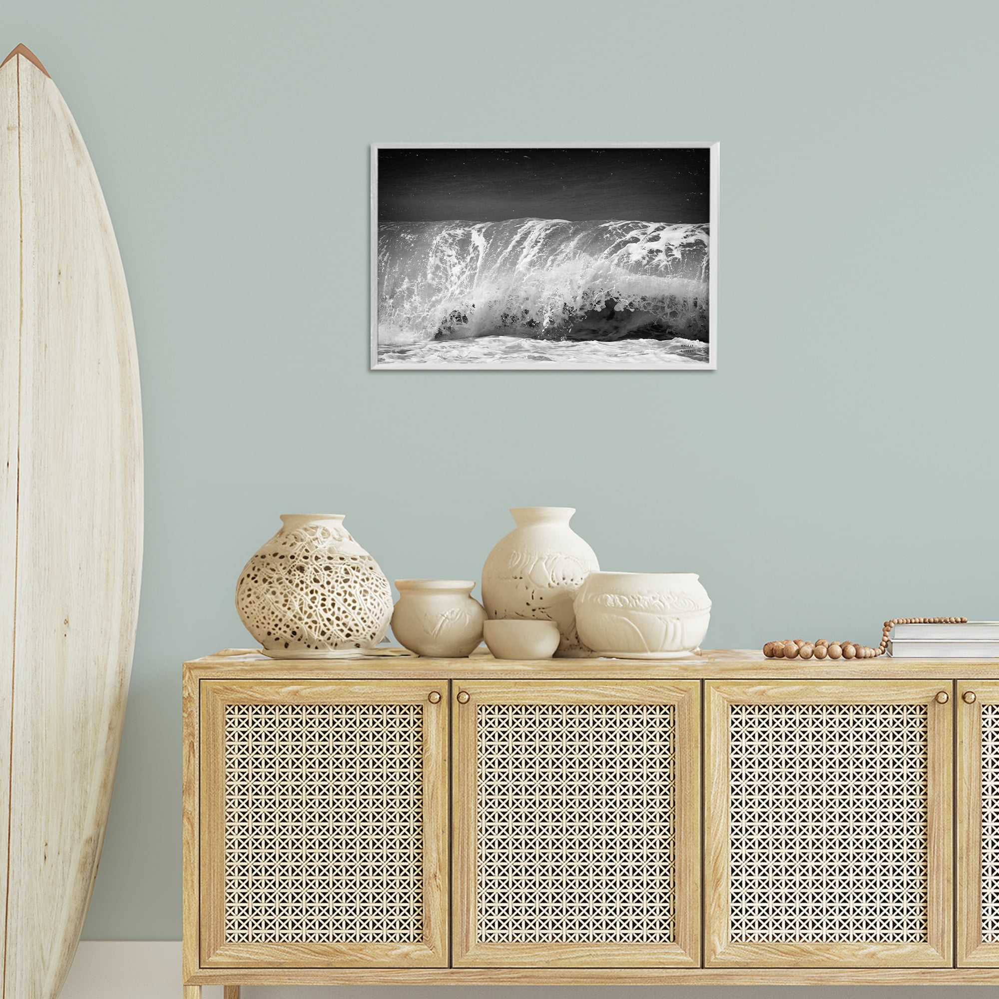 Stupell Industries Rolling Waves Night Sky Landscape Photography White Framed Art Print Wall Art, 24 x 16