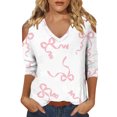 thumbnail image 2 of ZDNIXIAN Womens Summer Tops V Neck Casual Loose Blouse, Spring Summer Fashion Cutout Shoulder Tunic Shirts, 2 of 5
