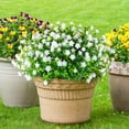 thumbnail image 2 of FGY 12 Bundles Artificial Flowers for Outdoor UV Resistant Artificial Plants Fake Flower (White), 2 of 9