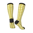 thumbnail image 4 of Fotbe Yellow Checkboard print Women's Men's Novelty Crew Socks Cotton Socks Knee High Socks for Walking,Running,Nurses,Pregnancy, 4 of 9