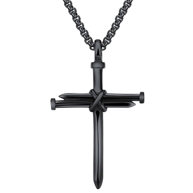 on 24" Chain Eph 6:10 by Dicksons Pewter MAN OF GOD Nail Cross Necklace 
