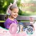 thumbnail image 2 of QearFun Kids Unicorn Bluetooth Headphones, 60H Playtime, 3-Level 74/85/94dB Safe Volume Limit, Wireless Headset with Mic for Girls, Bluetooth 5.3, Foldable for School/Travel/Tablet - Pink, 2 of 8