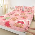 thumbnail image 5 of Manfei Gingerbread Queen Sheets Christmas Queen Sheet Sets, Black Red 4pcs (1 Flat Sheet, 1 Fitted Sheet and 2 Pillowcases), 5 of 6