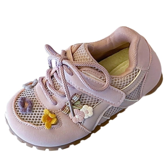 ZACPNCV Girls Casual Sneakers Floral Mesh Breathable Comfort Soft Sole Walking Shoes Summer