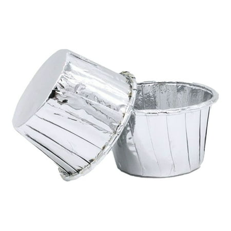 

Pack of 100 Cupcake Liner Mousse Mold Pastry Dessert Cookies Cup Pan Wrappers Home Dining Hotel Bakery Kitchen Baking Silver
